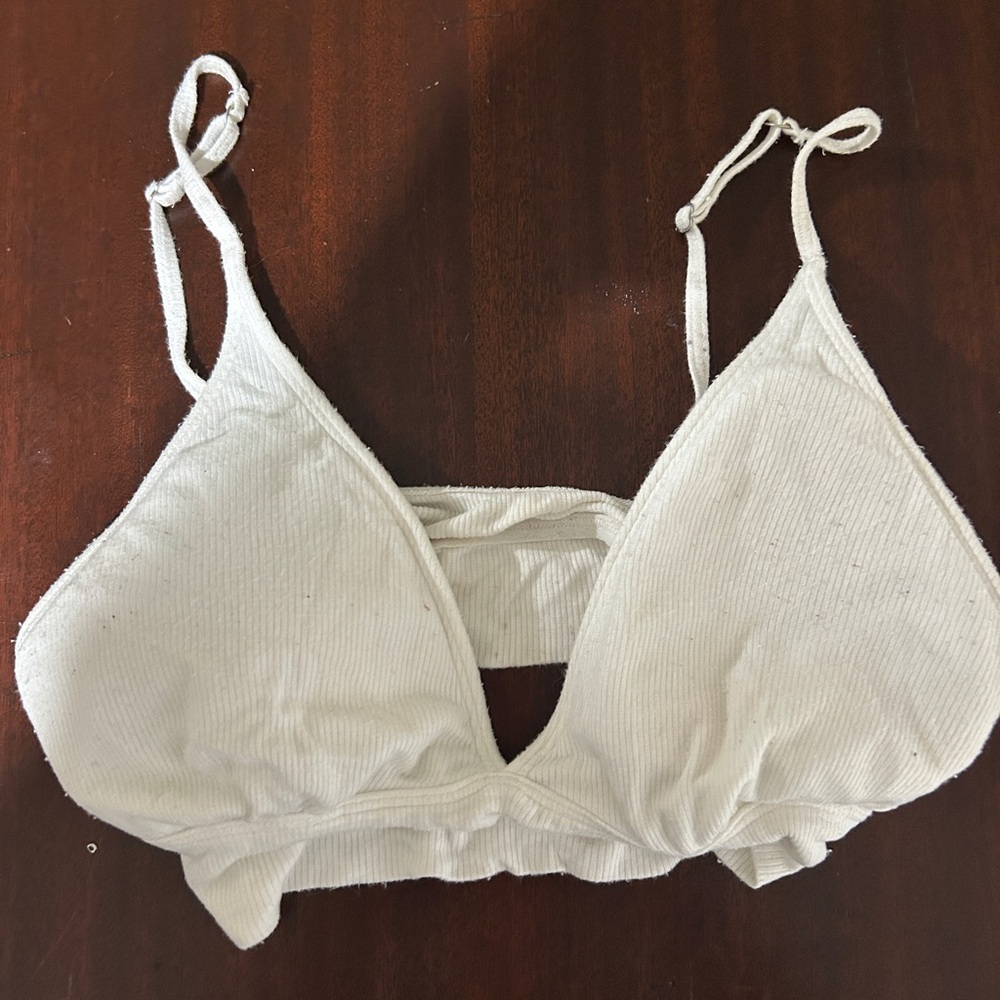 Gilly Hicks Cream Wireless Bra with Adjustable Straps